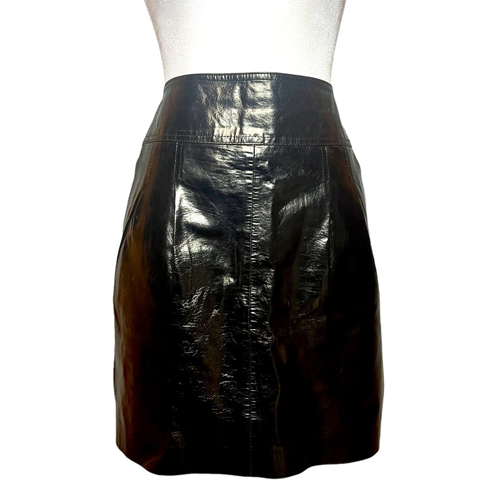 Express Design Studio Genuine Leather Black Mini Skirt Size 4. Excellent Cond.